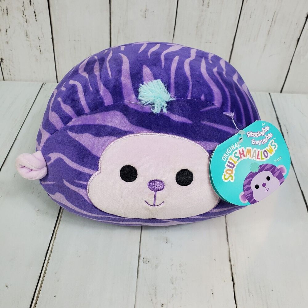 Squishmallow Stackable 8" Tazik the Purple Monkey Zebra Striped Pillow New